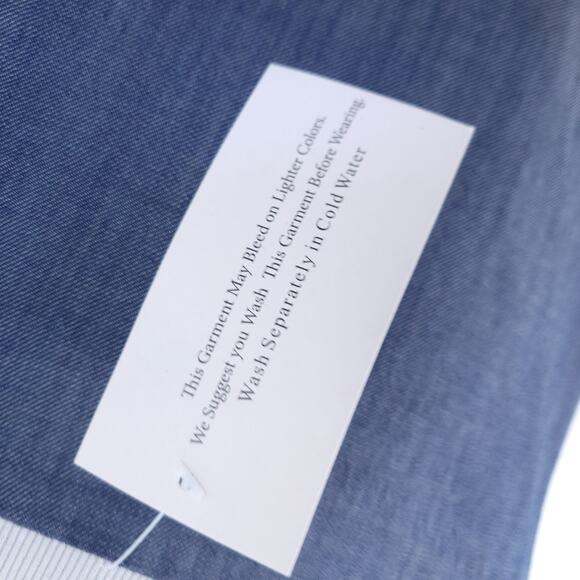 NEW Colleen Lopez Off Shoulder Chambray Shirt Large Women, 3/4 Split Sleeves - Picture 5 of 7